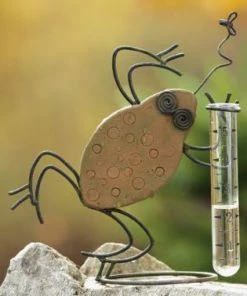 Ancient Graffiti Ceramic Frog Rain Gauge Statuary & Sculpture