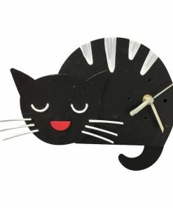 Oxidos Black Cat Wall Clock Plaques, Stepping Stones & Wall Decor