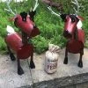 The Birdhouse Chick Recycled Metal Yard Art Bobble Head Reindeer Pair