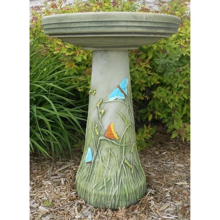 Burley Clay Butterfly Meadow Bird Bath-Locking Top Staked & Pedestal Bird Baths 3 Burley Clay Butterfly Meadow Bird Bath-Locking Top Staked & Pedestal Bird Baths