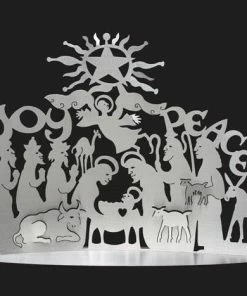 Cricket Forge Standing Nativity- Brushed Aluminum 24x17