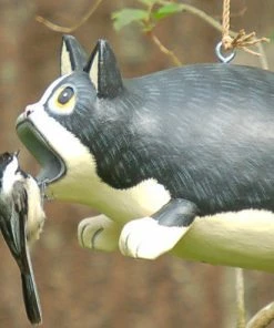 Bobbo Unique Birdhouses Black & White Fat Cat Wood Birdhouse 2