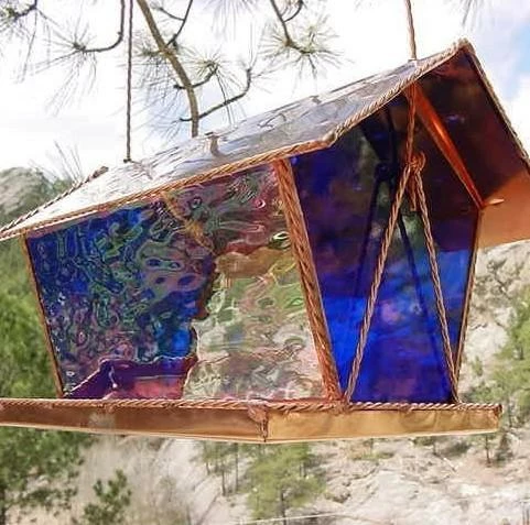 Black Hills Glass Works Copper & Stained Glass Bird Feeder Unique Bird Feeders 6 Black Hills Glass Works Copper & Stained Glass Bird Feeder Unique Bird Feeders