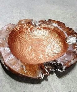 The Birdhouse Chick Garden Furnishings Copper Lined Teak Bowl