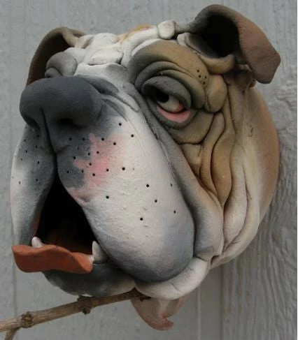 Doug Fey Bull Dog Ceramic Birdhouse 3 Doug Fey Bull Dog Ceramic Birdhouse