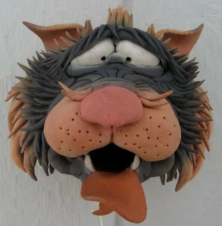 Doug Fey Dog & Cat Ceramic Birdhouse Zany Cat-1 Cermic Birdhouse 3 Doug Fey Dog & Cat Ceramic Birdhouse Zany Cat-1 Cermic Birdhouse