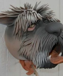 Doug Fey Dog & Cat Ceramic Birdhouse Schnauzer Ceramic Birdhouse