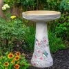 Burley Clay Staked & Pedestal Bird Baths Hummingbird Bird Bath-Lock Top