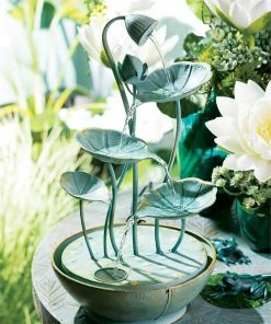 The Birdhouse Chick Lily Pad Hummingbird Bath Cascading Fountain