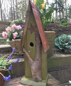 The Birdhouse Chick Church Birdhouses, Vintage-Rustic Rustic Log Front Birdhouses- 2 Sizes