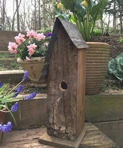The Birdhouse Chick Church Birdhouses, Vintage-Rustic Rustic Log Front Birdhouses- 2 Sizes
