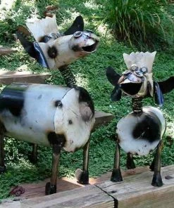 The Birdhouse Chick Recycled Metal Spotted Cows Statuary & Sculpture