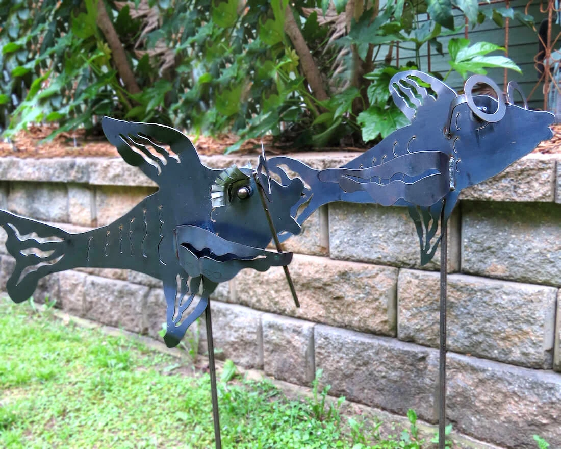 Iron Age Large Fish Garden Stakes Garden Stakes & Whirligigs 3 Iron Age Large Fish Garden Stakes Garden Stakes & Whirligigs