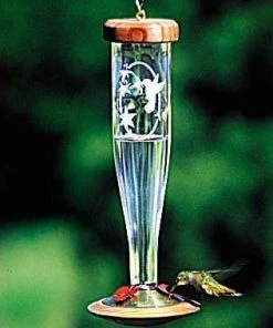 Songbird Essentials Hummingbird Feeders Crystal Etched Hummingbird Feeder- Clear Or Cobalt