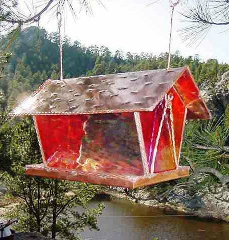 Black Hills Glass Works Copper & Stained Glass Bird Feeder Unique Bird Feeders 4 Black Hills Glass Works Copper & Stained Glass Bird Feeder Unique Bird Feeders