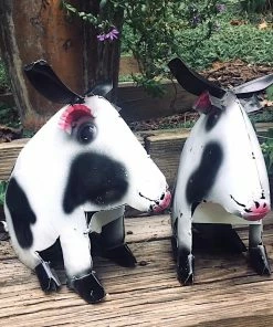 The Birdhouse Chick Spotted Pig Recycled Metal Yard Art Statuary & Sculpture