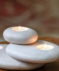 Garden Age Supply Stacked Stone Candle Holder