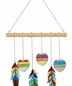 The Birdhouse Chick Wind Chimes Stained Glass Heart And Feather Mobile 7 The Birdhouse Chick Wind Chimes Stained Glass Heart And Feather Mobile