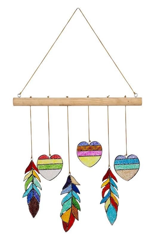 The Birdhouse Chick Wind Chimes Stained Glass Heart And Feather Mobile 5 The Birdhouse Chick Wind Chimes Stained Glass Heart And Feather Mobile
