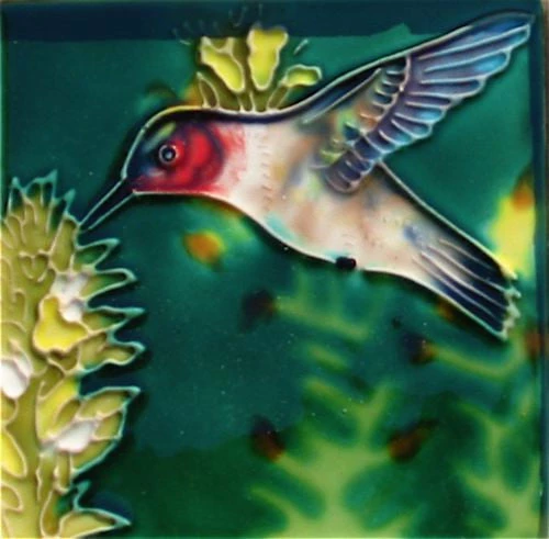 TileCraft Ceramic Art Tile-Hummingbird 4x4 Plaques, Stepping Stones & Wall Decor 3 TileCraft Ceramic Art Tile-Hummingbird 4x4 Plaques, Stepping Stones & Wall Decor