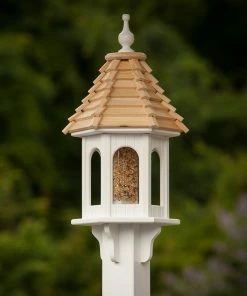 The Birdhouse Chick Vinyl Bird Feeders Gazebo Bird Feeder-Vinyl With Cypress Roof 10x28