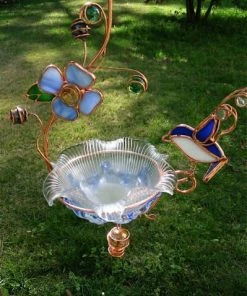 Popular Hanging Dish Feeder/Mini Bath Stained Glass