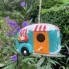 The Birdhouse Chick Unique Birdhouses Ceramic Camper Birdhouse