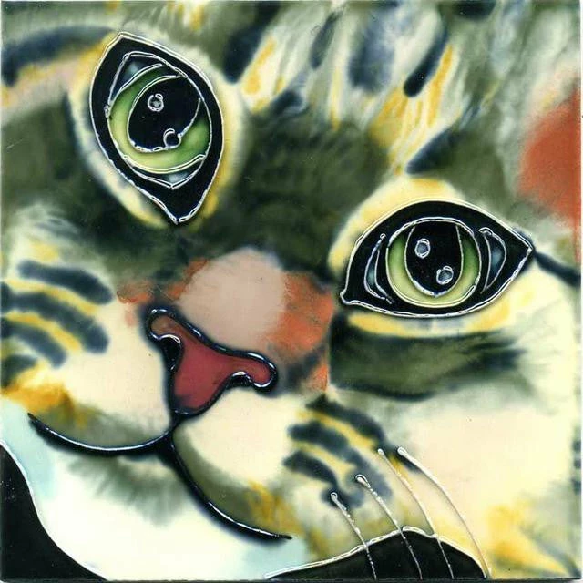 TileCraft Close-Up Ceramic Cat Tile-2 Sizes Plaques, Stepping Stones & Wall Decor 3 TileCraft Close-Up Ceramic Cat Tile-2 Sizes Plaques, Stepping Stones & Wall Decor