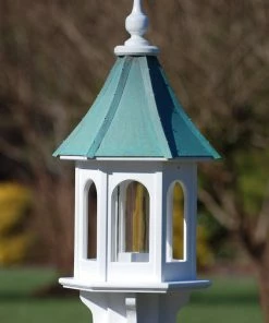 The Birdhouse Chick Copper Roof Bird Feeders Copper Roof Multi-Sided Bird Feeder - 28x10