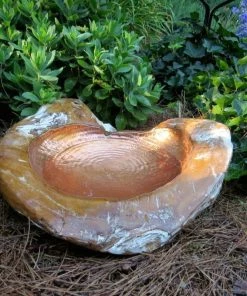 The Birdhouse Chick Copper & Teak Ground Bird Bath